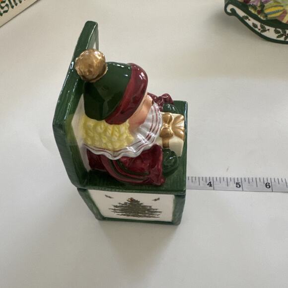 VTG SPODE Christmas Tree Jack in the box Sugar Bowl Rocking Horse Creamer - Picture 10 of 12